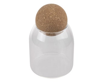 500ml Glass Jar With Cork Ball Stopper - Storage For Kitchen Items Sugar Tea Coffee Clear Glass Organisation Pot For Counter Top Cork Lid