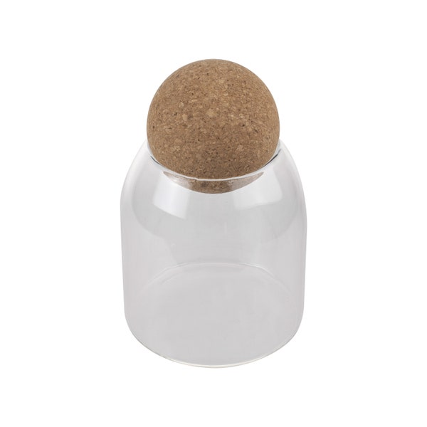 500ml Glass Jar With Cork Ball Stopper - Storage For Kitchen Items Sugar Tea Coffee Clear Glass Organisation Pot For Counter Top Cork Lid