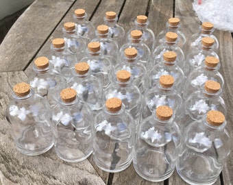 50ml/2oz Miniature Glass Wedding Favour Bottles Mini Cork Stopper Decoration Choice of Pack Size 30/60/90/120/336