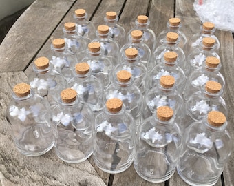 50ml/2oz Miniature Glass Wedding Favour Bottles Mini Cork Stopper Decoration Choice of Pack Size 30/60/90/120/336