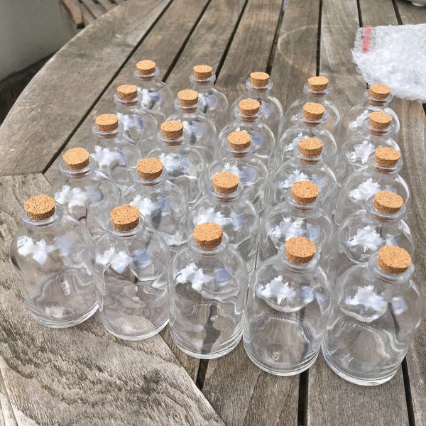 50ml/2oz Miniature Glass Wedding Favour Bottles Mini Cork Stopper Decoration Choice of Pack Size 30/60/90/120/336