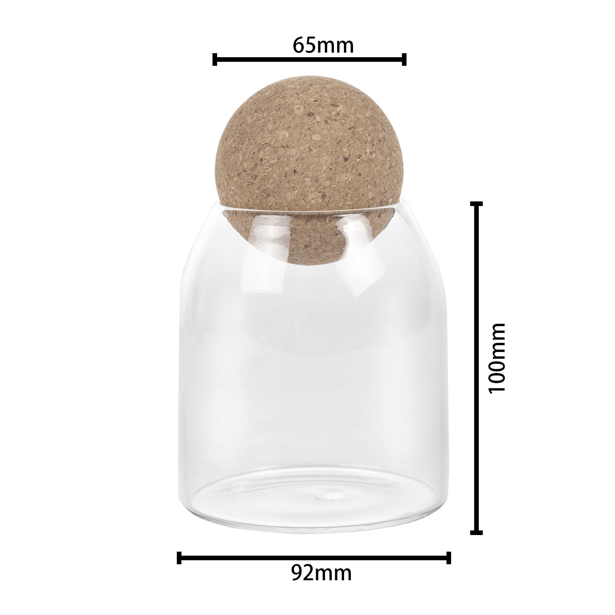 500ml Glass Jar With Cork Ball Stopper - Storage for Kitchen Items ...