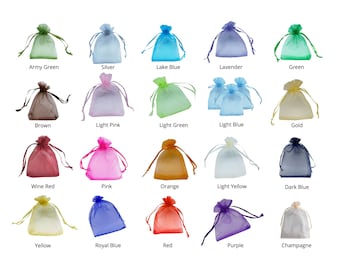 100x Organza Bags - Wedding Favour Jewellery Gift Party Mesh Pouches Drawstring Small Mini - Choice of Colour - 5x7cm - 7x9cm