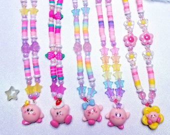 Kirby Y2K Kawaii Beaded Bag Phone Charm Keychain Strap Accessory Nintendo