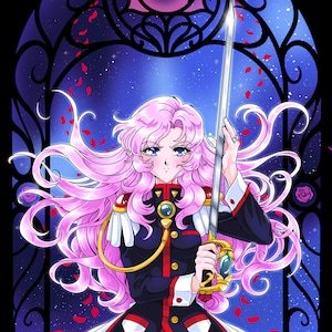 Revolutionary Girl Utena Tenjou Holographic Art Print 5 x 7