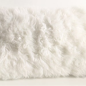 White lumbar faux fur cover | Soft white faux fur pillow cover | White faux fur | 14x28 | Decorative throw pillow cover | White | Ivory