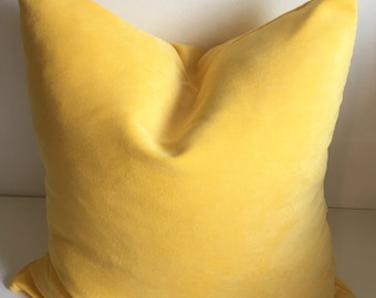 Luxury Yellow Velvet Pillow Cover, Made in Canada