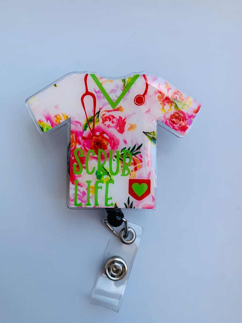 Pink Rose Badge Holder Nurse Badge Reel Free Shipping Spring Badge Holder ID Badge Holder Shabby Chic Pink Rose Name ID