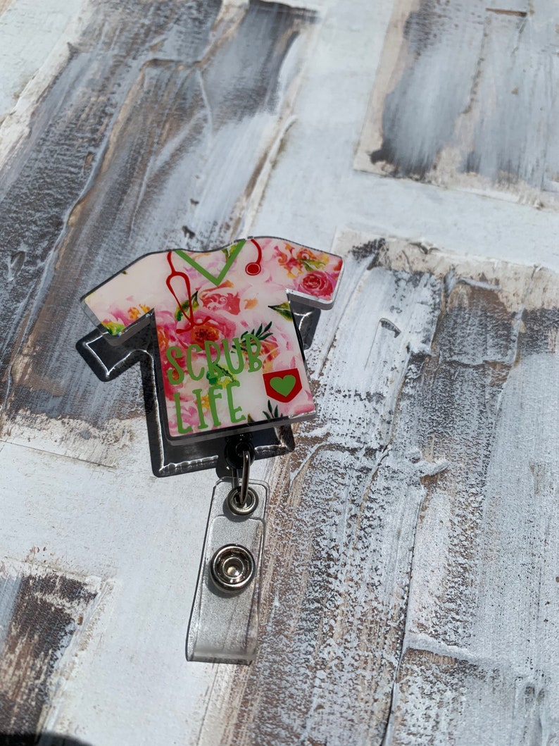 Pink Rose Badge Holder Nurse Badge Reel Free Shipping Spring Badge Holder ID Badge Holder Shabby Chic Pink Rose Name ID