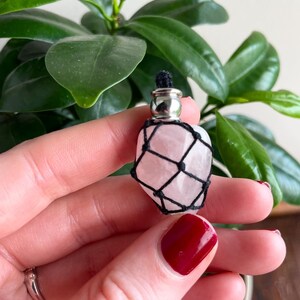 Macrame Necklace, handmade Rose Quartz crystal pendant.