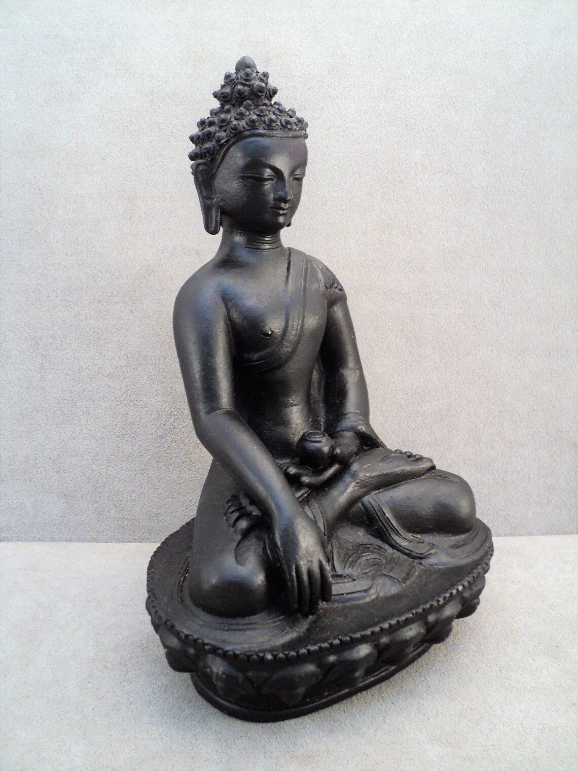Big SAKYAMUNI BUDDHA Clay SCULPTURE Handmade in Nepal Serene Statue