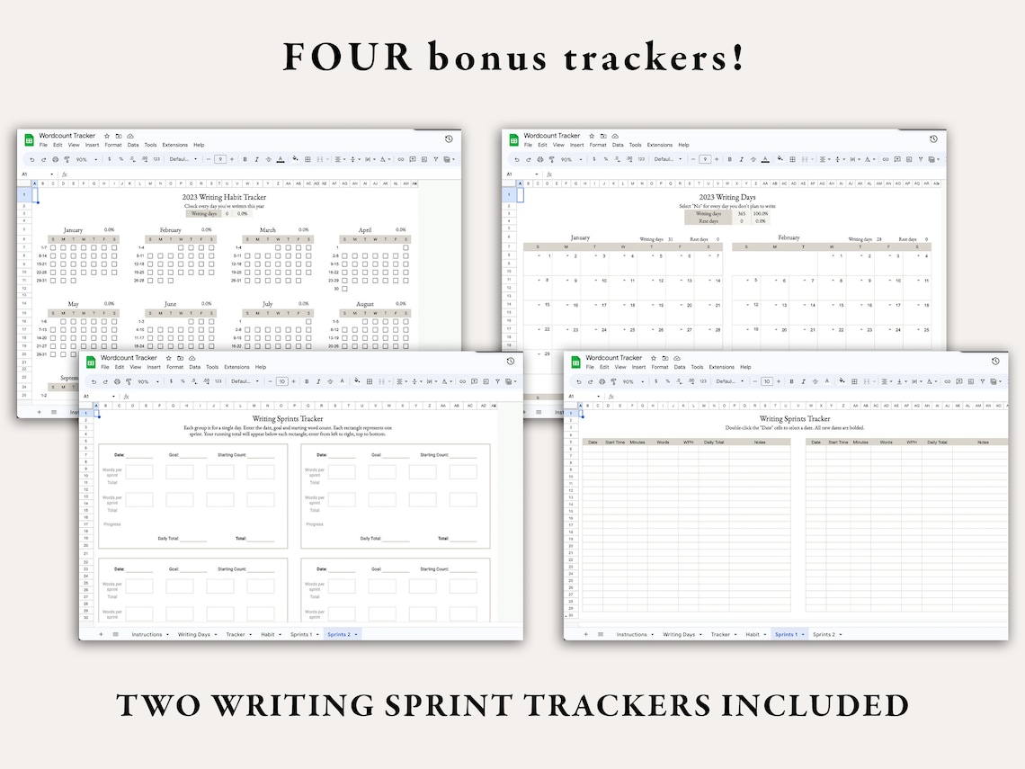 ULTIMATE Word Count Tracker 2024 Spreadsheet for Writers Nanowrimo
