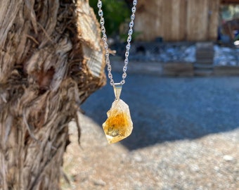 Large Citrine Necklace Citrine Crystal Necklace Crystal Electroformed Necklace Citrine Necklace
