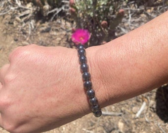 Hematite Bracelet: 8mm Black Stone Jewelry