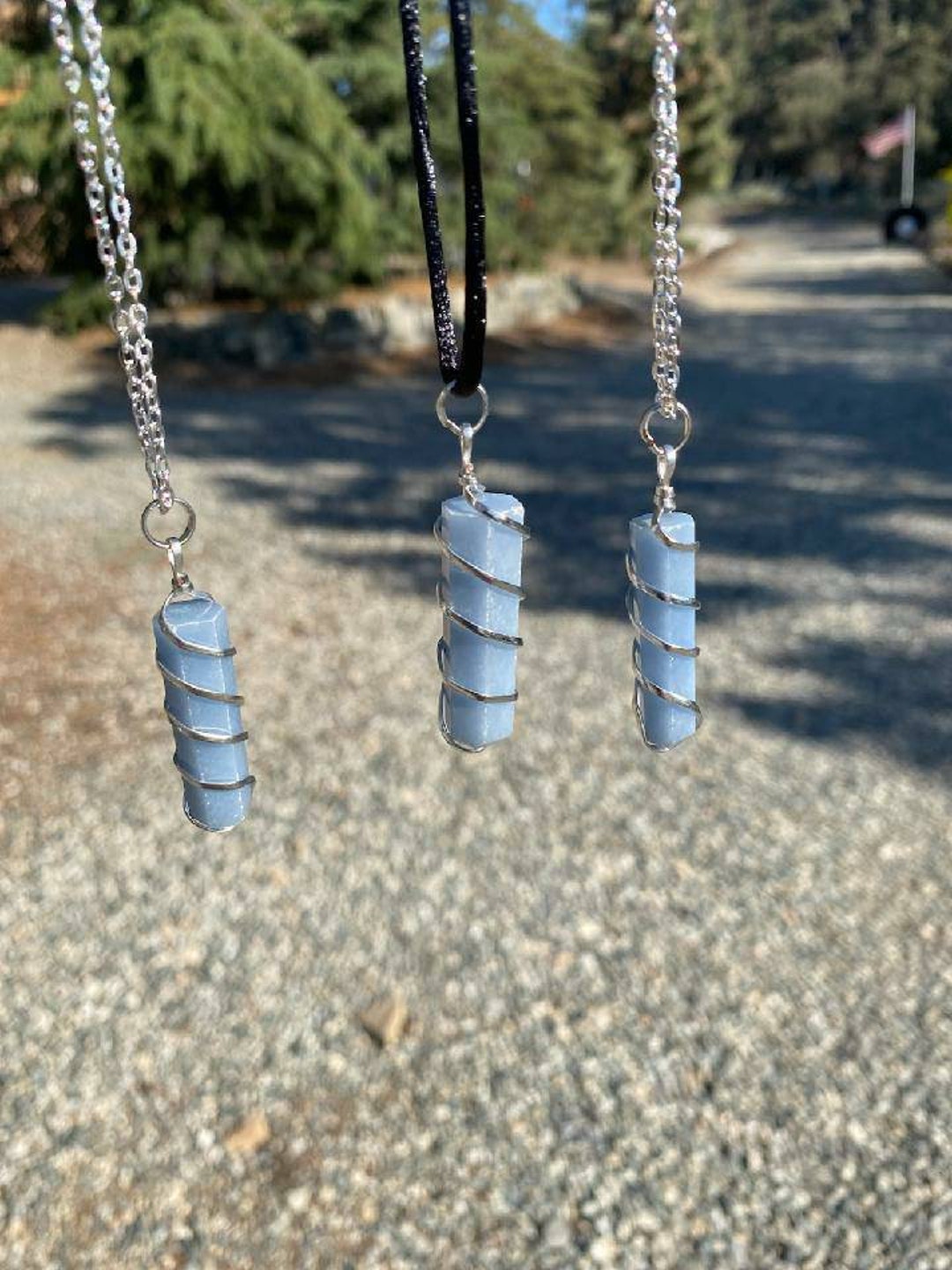Angelite Necklace, Angelite Pendant, Protection Necklace, Protection Jewelry, Necklace for ...