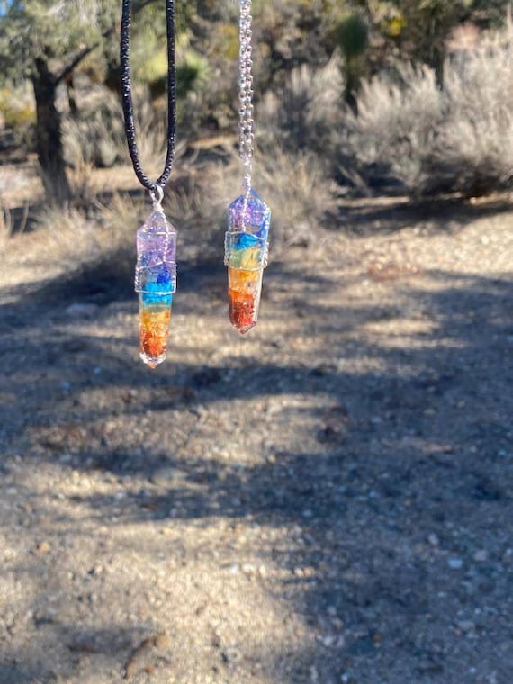 Chakra Orgonite Necklace, EMF Protection, Necklace, Protection Necklace, EMF Blocker, Orgonite Pendant, Orgone Jewelry, Chakra Necklace