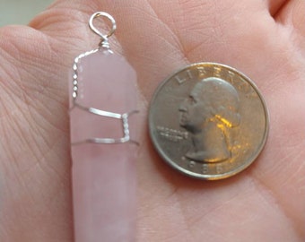 Large Rose Quartz Pendant, Rose Quartz Pendant, Rose Quartz Necklace, Crystal Necklace, Love Stone Necklace, Wire Wrapped Pendant