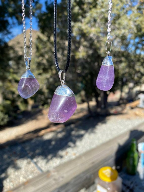 SILVER 92.5 AMETHYST AND POLKI NECKLACE