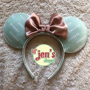Pastel Teal With White Triangles Mickey Ears