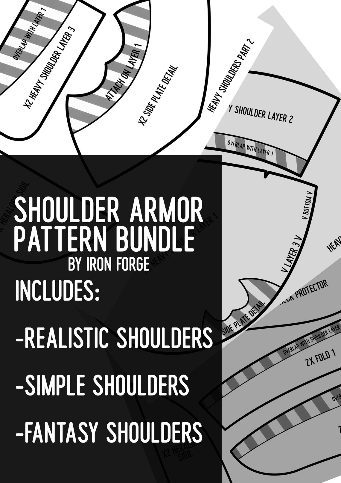 Shoulder armor pattern bundle original designs | Etsy