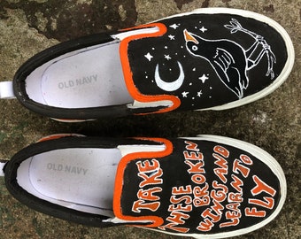 Beatles inspired custom hand painted slip on shoes
