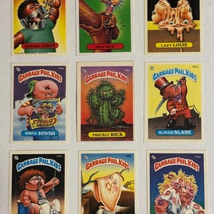 9 Vintage Garbage Pail Kids Original 1986 Sticker Sammelkarten, 5th Serie Topps Chewing Gum Inc Sammlerstücke und Memorabilien