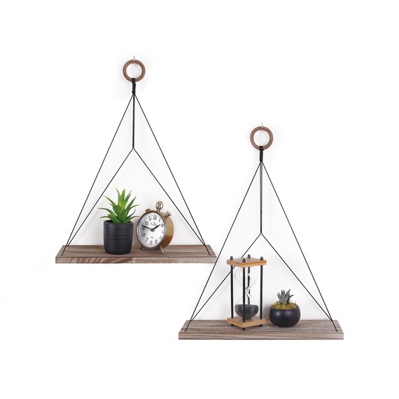 Hanging Shelves Set of 2 boho shelf Boho wall DecorRope Etsy
