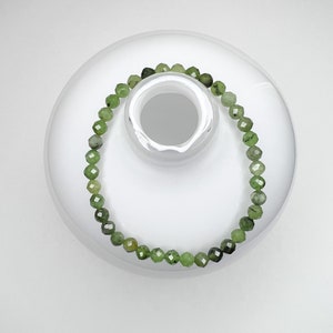Green Jade Crystal Bead Bracelet: Minimalist Boho Stacking Jewelry