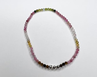 Faceted Tourmaline Bracelet: Multicolored Gemstone Crystal Jewelry