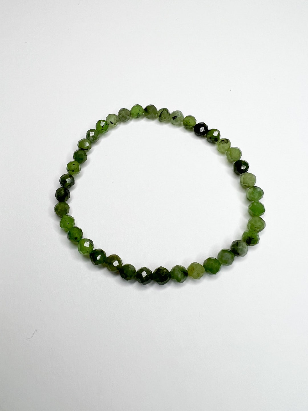 Green Jade Bracelet, Stretch Bracelet, Jade Crystal Bead Bracelet