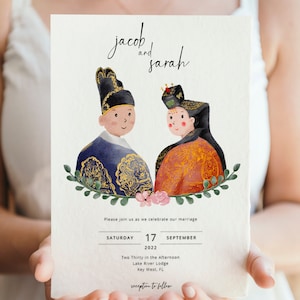 Korean traditional Wedding invitation template -self editing-Save the Date, wedding Portrait, Editable & Printable, mordern, elegant