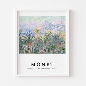 Monet Exhibition Poster, Claude Monet beach,Museum Print,Palm Trees at Bordighera (1884),monet framed art print