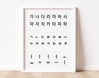 DIGITAL download printable Korean letter-Korean Alphabet-Hangul Poster-basic Hangul-Korean Alphabet Poster-Hagul Poster-Hanguel Wall Art