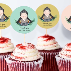 Doljabi KOREAN FIRST BIRTHDAY Cake topper and Sticker Printable | doljabi cake topper  | Personalized Dohl | baby hanbok