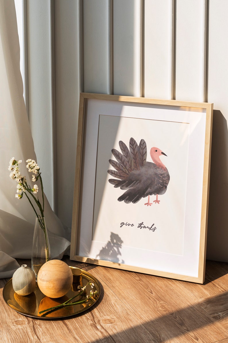 Watercolor Turkey Digital Print printable Fall Art Wall - Etsy