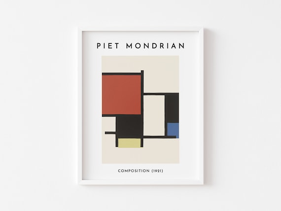 Printable Digital Download, Mondrian Poster, Piet Mondrian