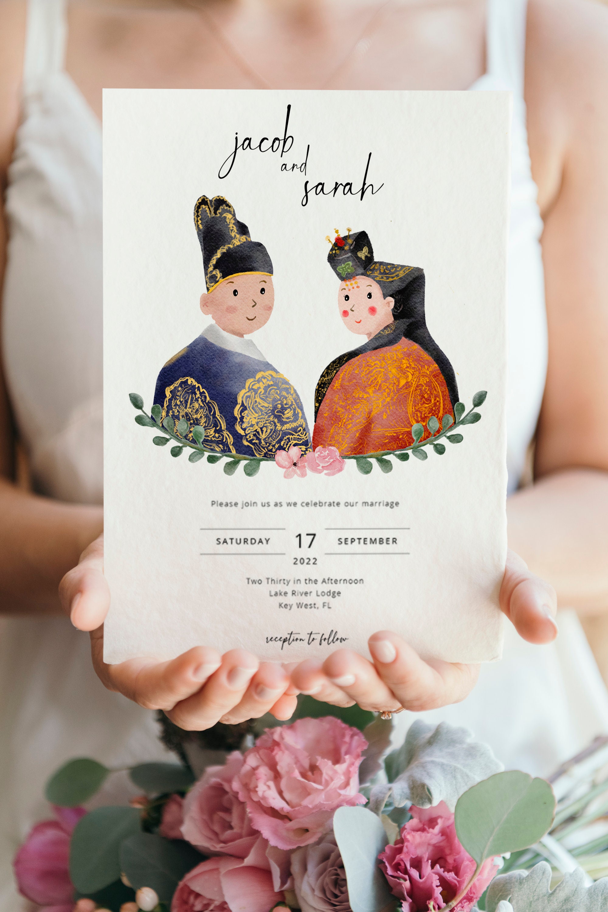 Korean Traditional Wedding Invitation Template Setself Etsy