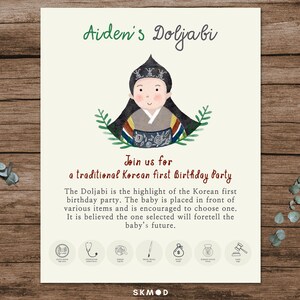 Doljabi Set | Printable Korean First Birthday| Korean Girl Baby Hanbok ...