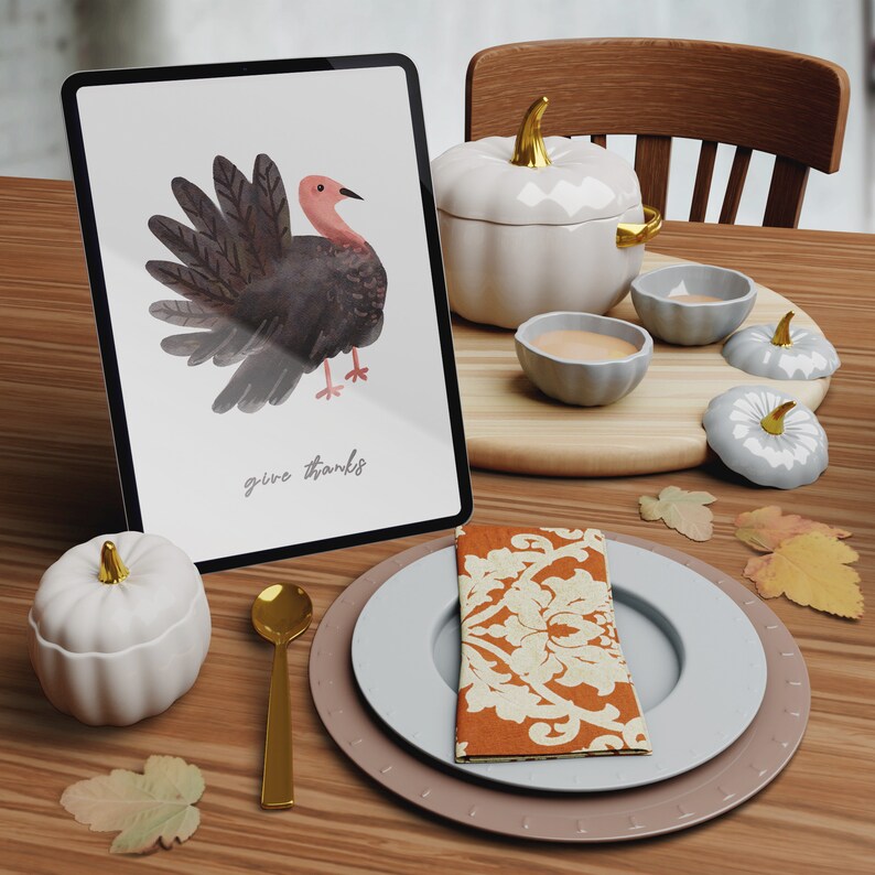 Watercolor Turkey Digital Print ,printable Fall Art, Wall Decor ...