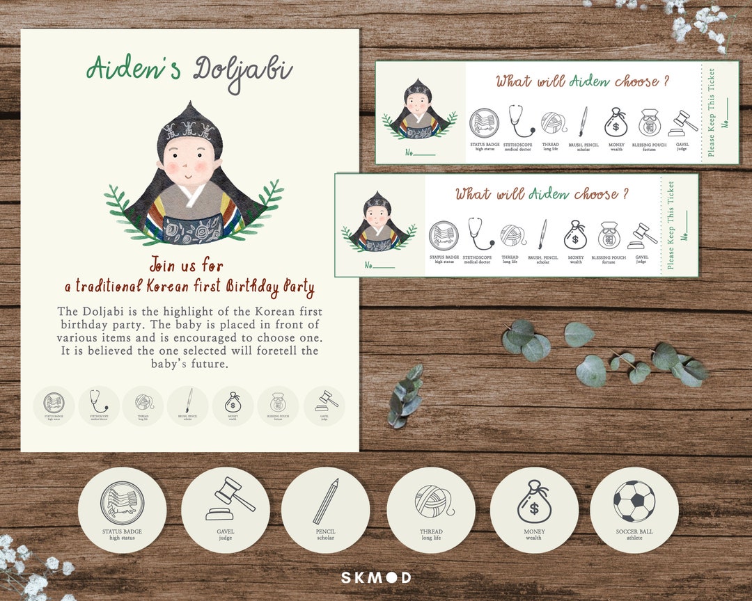 Doljabi Template Print Set Printable Korean First Birthday - Etsy