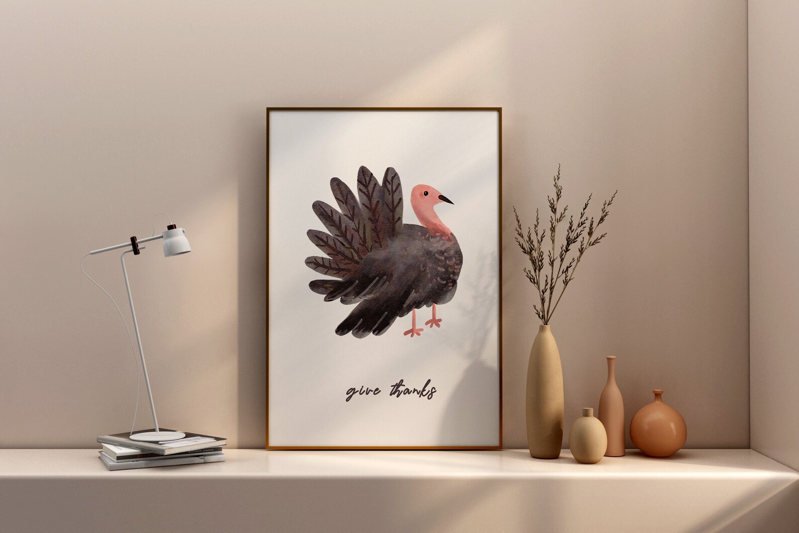 Watercolor Turkey Digital Print printable Fall Art Wall - Etsy