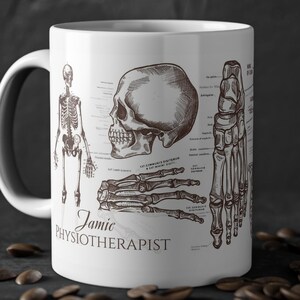 Mug orthopédique avec anatomie du squelette avec dessins d&#39;os - Cadeau parfait pour orthopédiste ou physiothérapeute [M232]