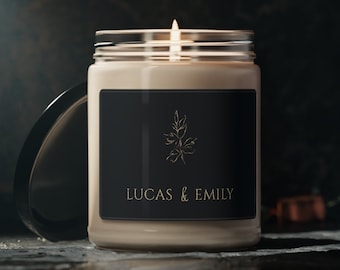 Custom Love Candle Black - Personalized Romantic Unique Gift for Couples