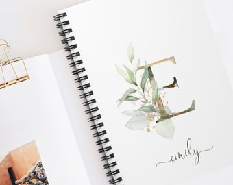 Personalized Floral Monogram Notebook: Spiral or Hardcover Journal