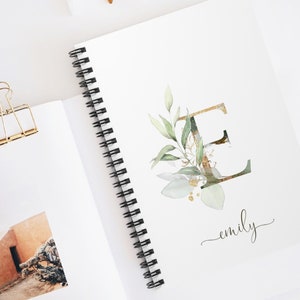 Personalized Spiral or Hardcover Notebook for Women, Gift for Her with Custom Floral Monogram