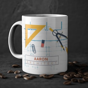 Custom Architect’s Coffee Mug with Blueprint Design