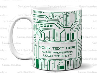 Taza personalizada con circuito impreso: regalo tecnológico para ingenieros