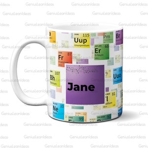 Taza química para ingenieros químicos / Regalo para estudiantes de química graduación profesores de ciencias laboratorio tech, tabla periódica de elementos copa imagen 1