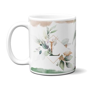 Carta personalizada L mug regalo para mujer compañera de trabajo colega empleado de boss oficiant office, nombre alfabeto inicial taza de té de café personalizado