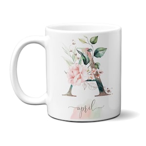 Nombre inicial Rosas Una taza / A B C D E F G H I J K L M N O P Q R S T U V W X Y Z Carta Monograma Custom Flowers Custom Cup